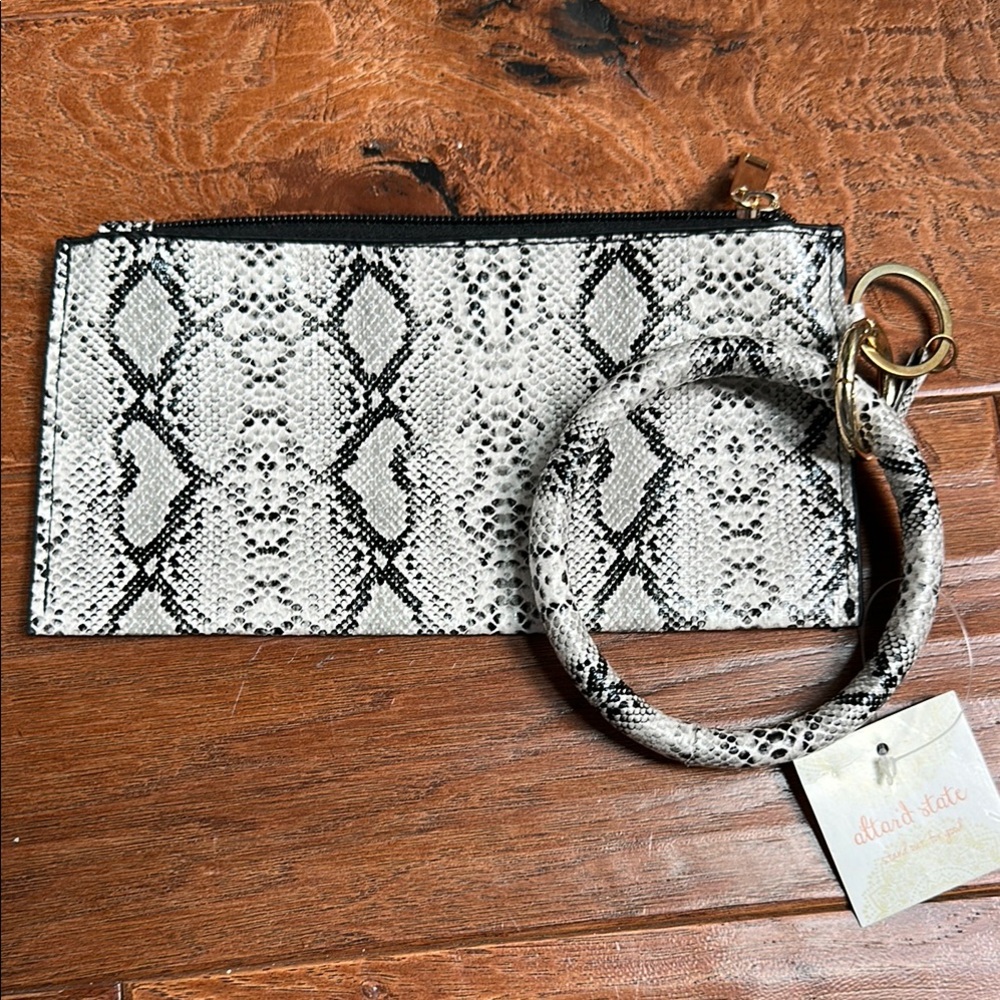 Snake Print Clutch with Bracelet Handle